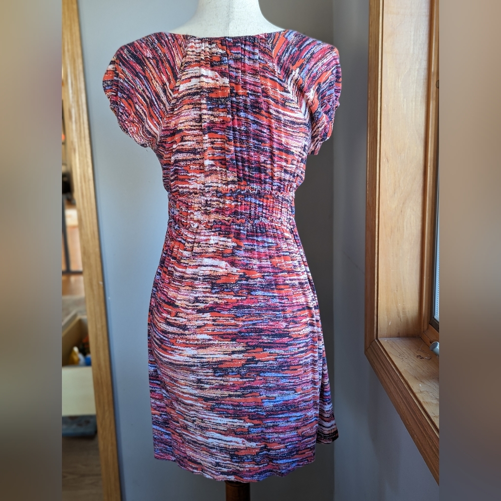 Daisy Fuentes Women's Mini Dress Size Small Multicolor Short Sleeve Pullover - Picture 3 of 9
